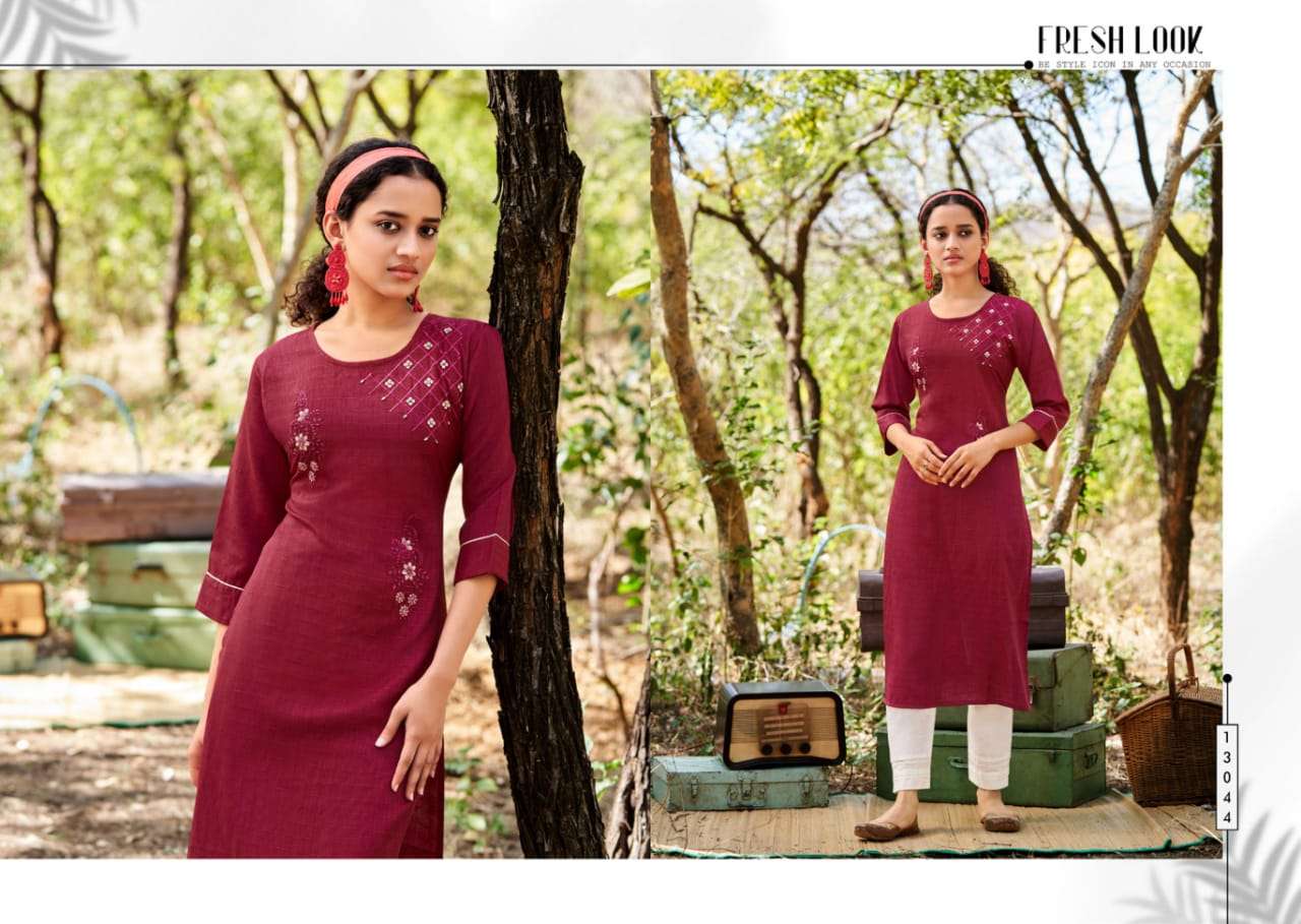 Kalaroop Mentos Catalog Designer Wear Embroidery Work Kurtis Wholesale Rate In Surat 