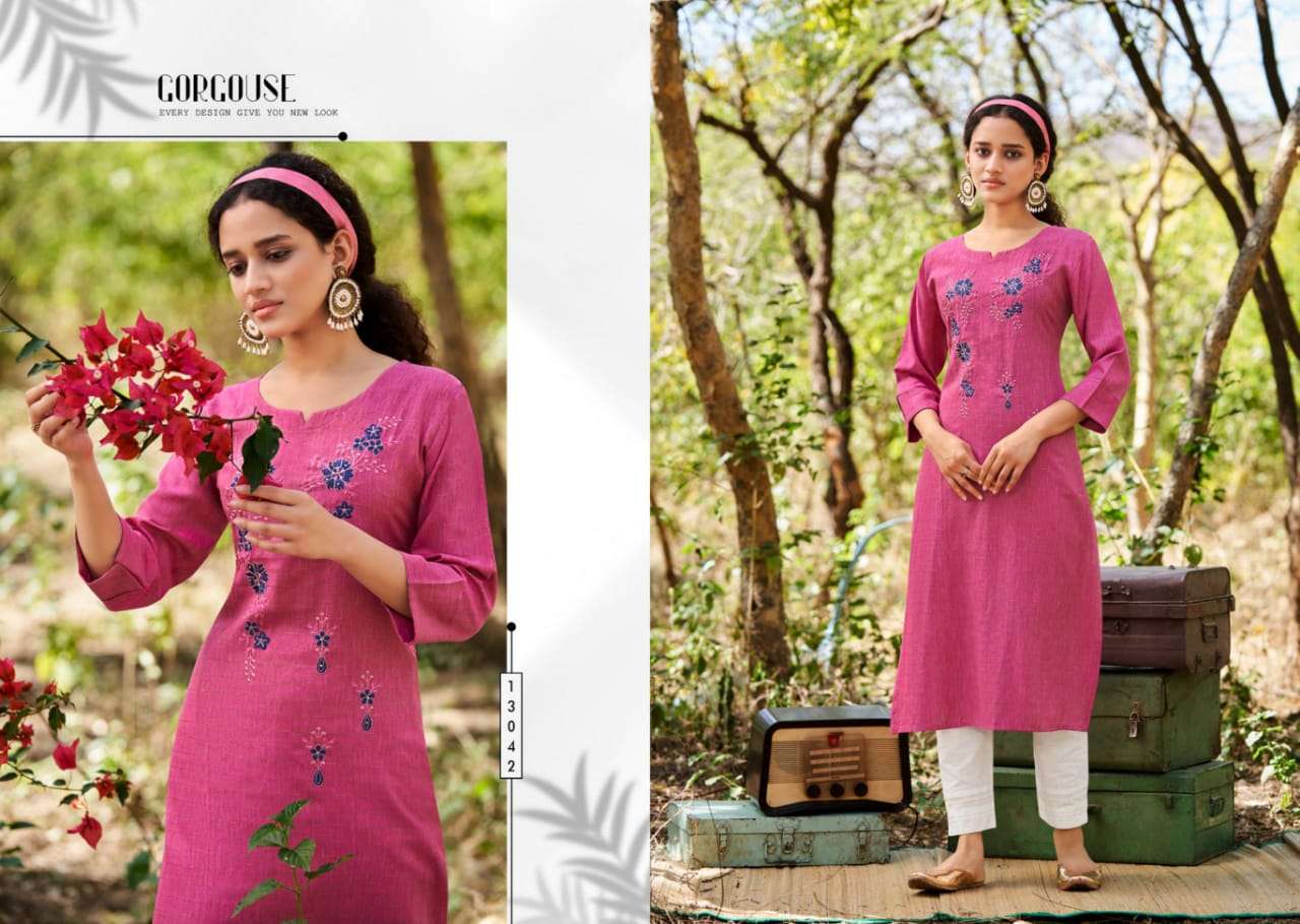 Kalaroop Mentos Catalog Designer Wear Embroidery Work Kurtis Wholesale Rate In Surat 