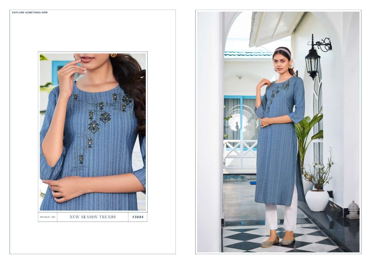 Kalaroop Treat Catalog Casual Wear Rayon Embroidery Kurtis 