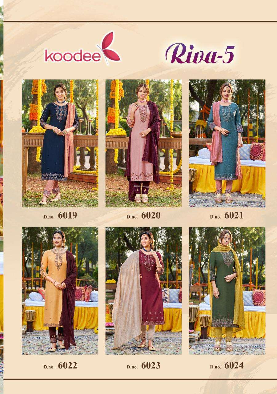 koodee Riva Vol 5 Catalog Exclusive Wear Viscose Readymade Top Bottom with Dupatta