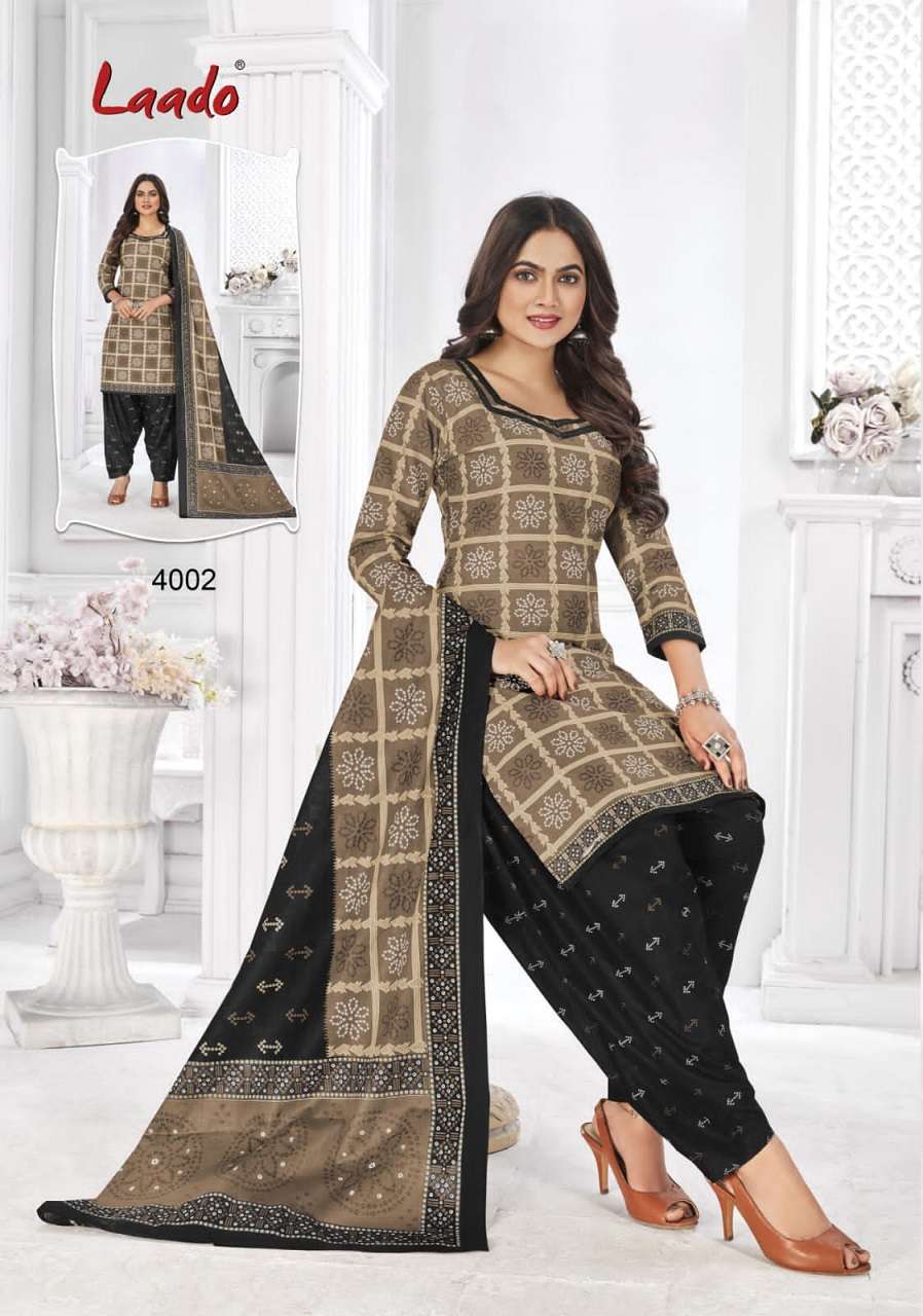 Laado Bandhani Vol 4 Catalog Regular Wear Cotton Printed Patiyala Dress Materials 