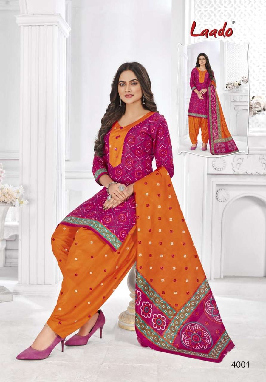 Laado Bandhani Vol 4 Catalog Regular Wear Cotton Printed Patiyala Dress Materials 