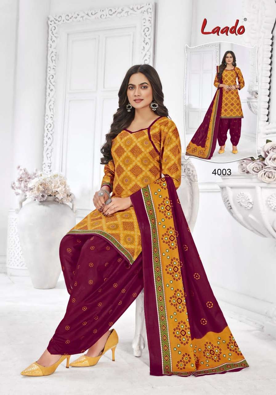 Laado Bandhani Vol 4 Catalog Regular Wear Cotton Printed Patiyala Dress Materials 
