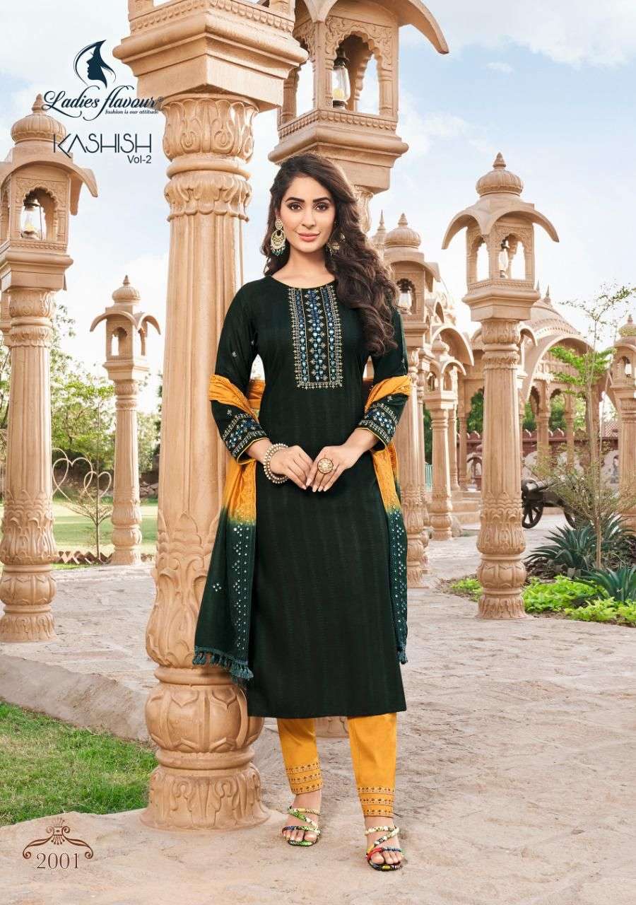 Ladies Flavour Kashish Vol 2 Catalog Party Wear Readymade Top Bottom With Dupatta 
