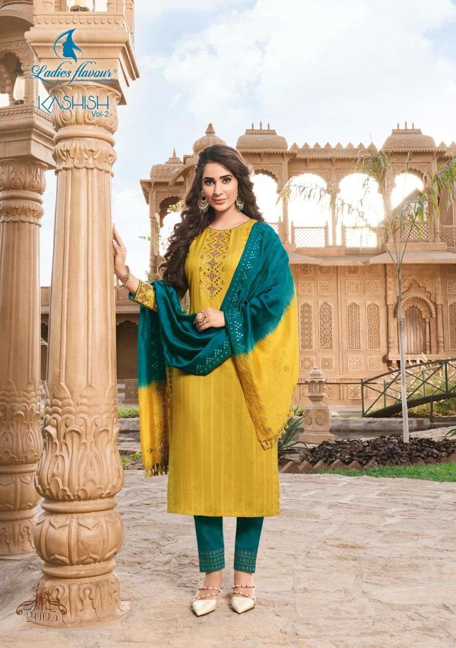 Ladies Flavour Kashish Vol 2 Catalog Party Wear Readymade Top Bottom With Dupatta 