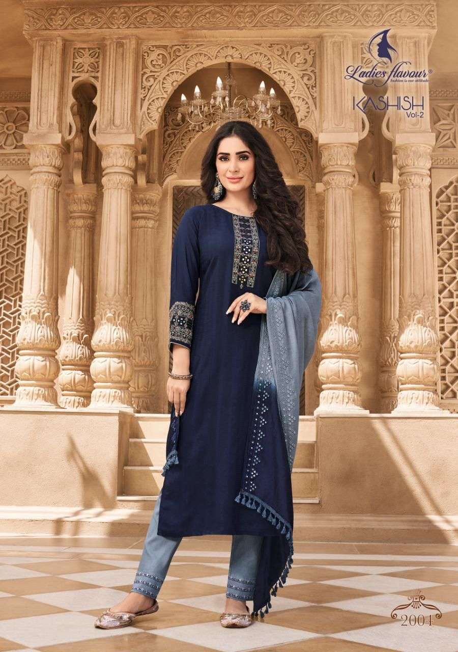 Ladies Flavour Kashish Vol 2 Catalog Party Wear Readymade Top Bottom With Dupatta 