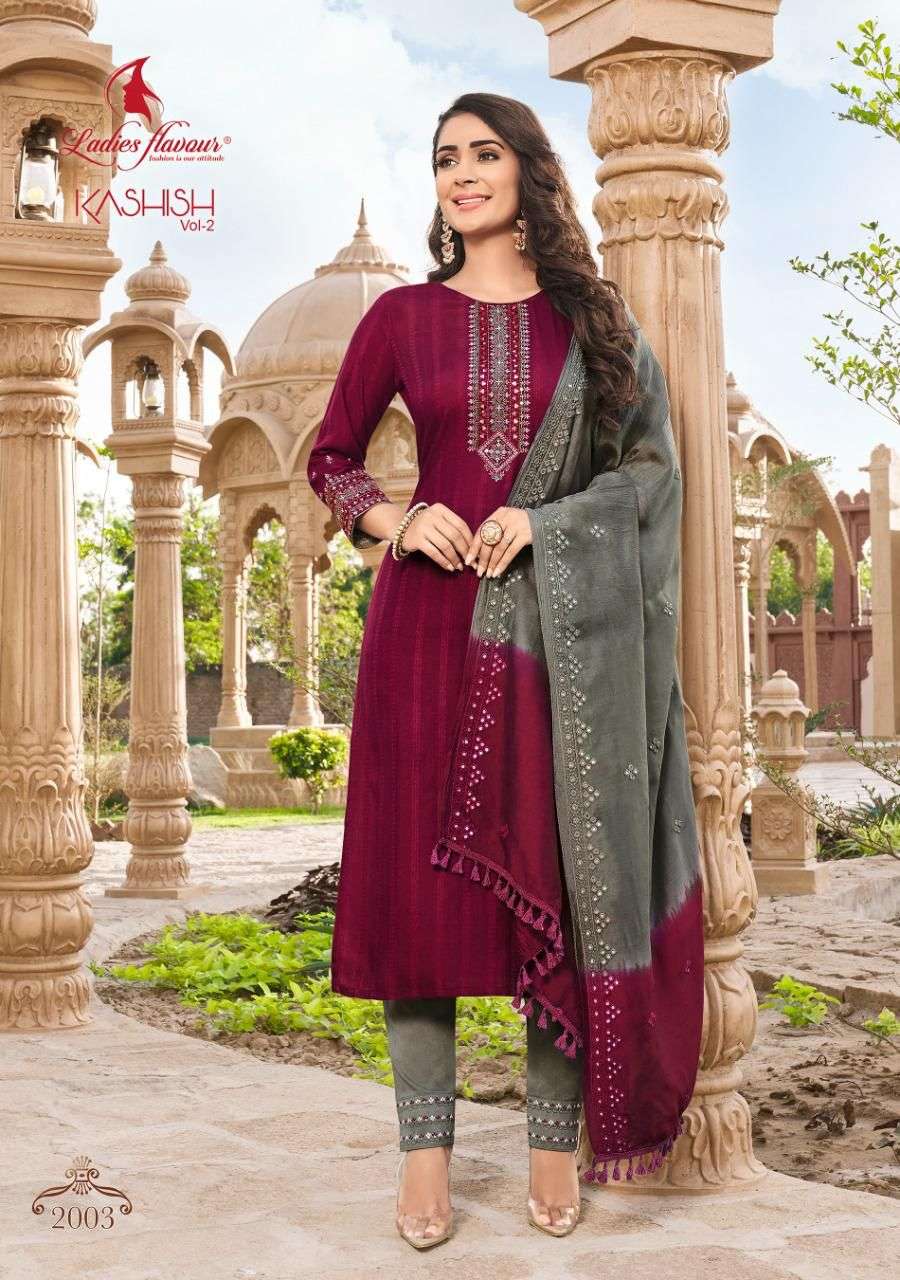 Ladies Flavour Kashish Vol 2 Catalog Party Wear Readymade Top Bottom With Dupatta 