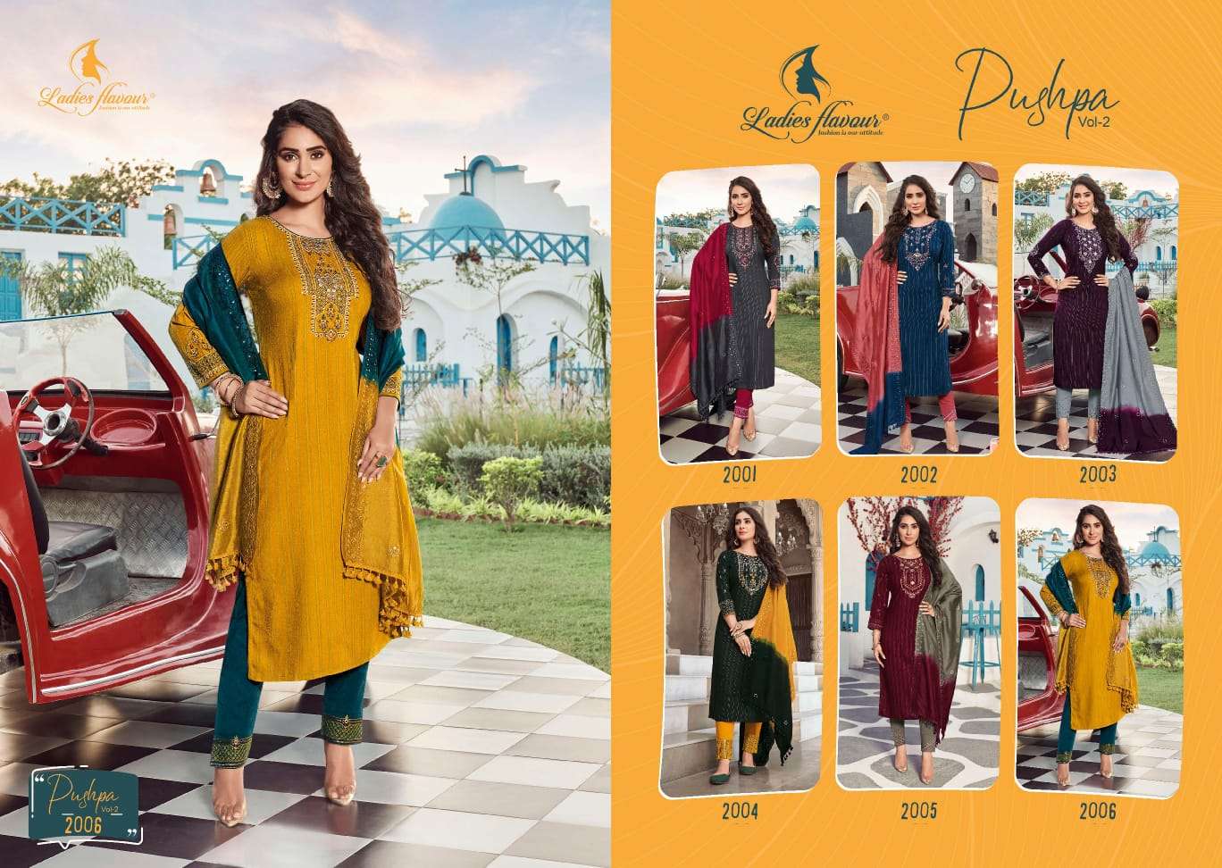 Ladies Flavour Pushpa Vol 2 Catalog Ethnic Wear Readymade Top Bottom Dupatta