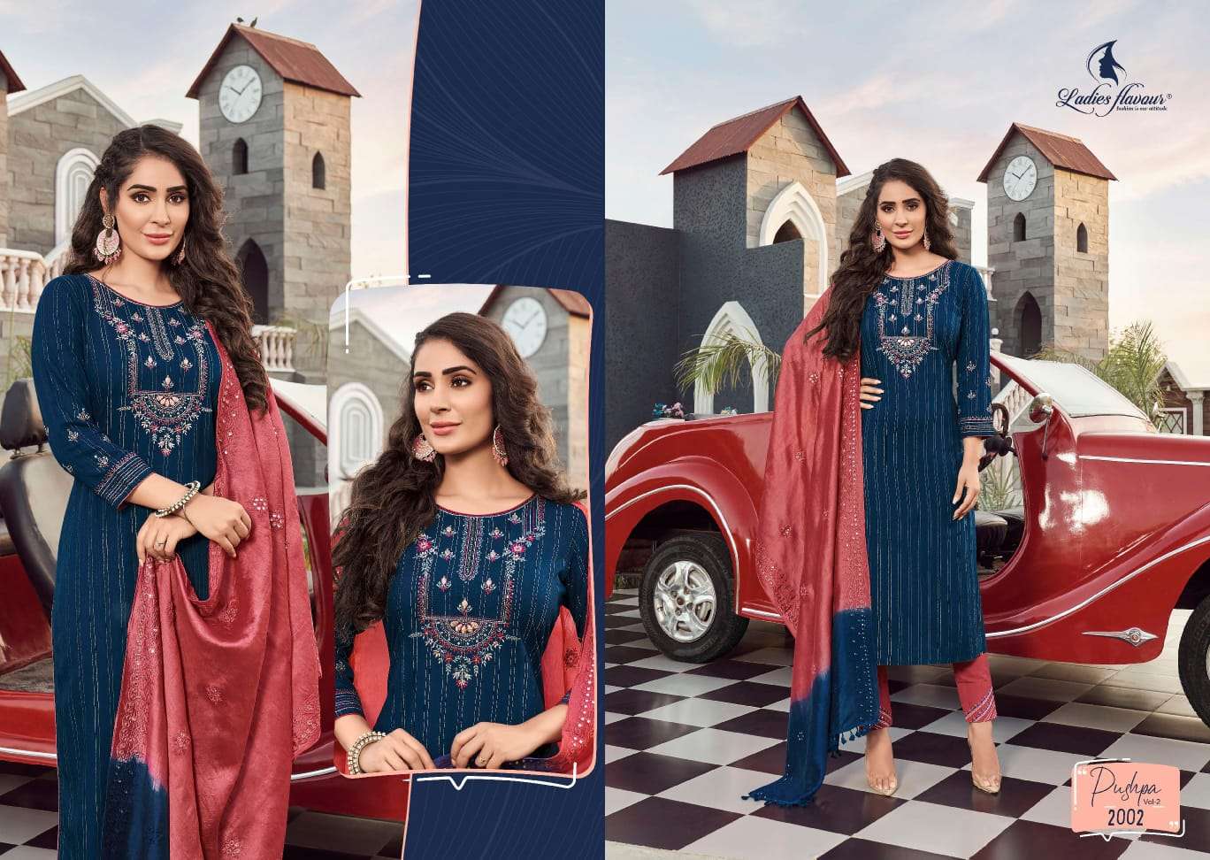 Ladies Flavour Pushpa Vol 2 Catalog Ethnic Wear Readymade Top Bottom Dupatta