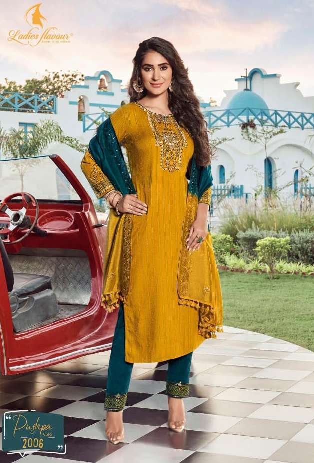 Ladies Flavour Pushpa Vol 2 Catalog Ethnic Wear Readymade Top Bottom Dupatta