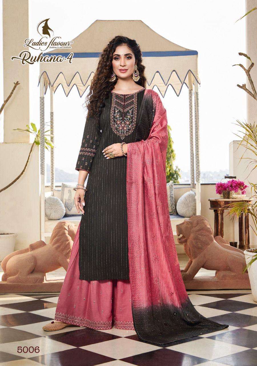 Ladies Flavour Ruhana Vol 4 Catalog Ethnic Wear Readymade Top Sharara With Dupatta