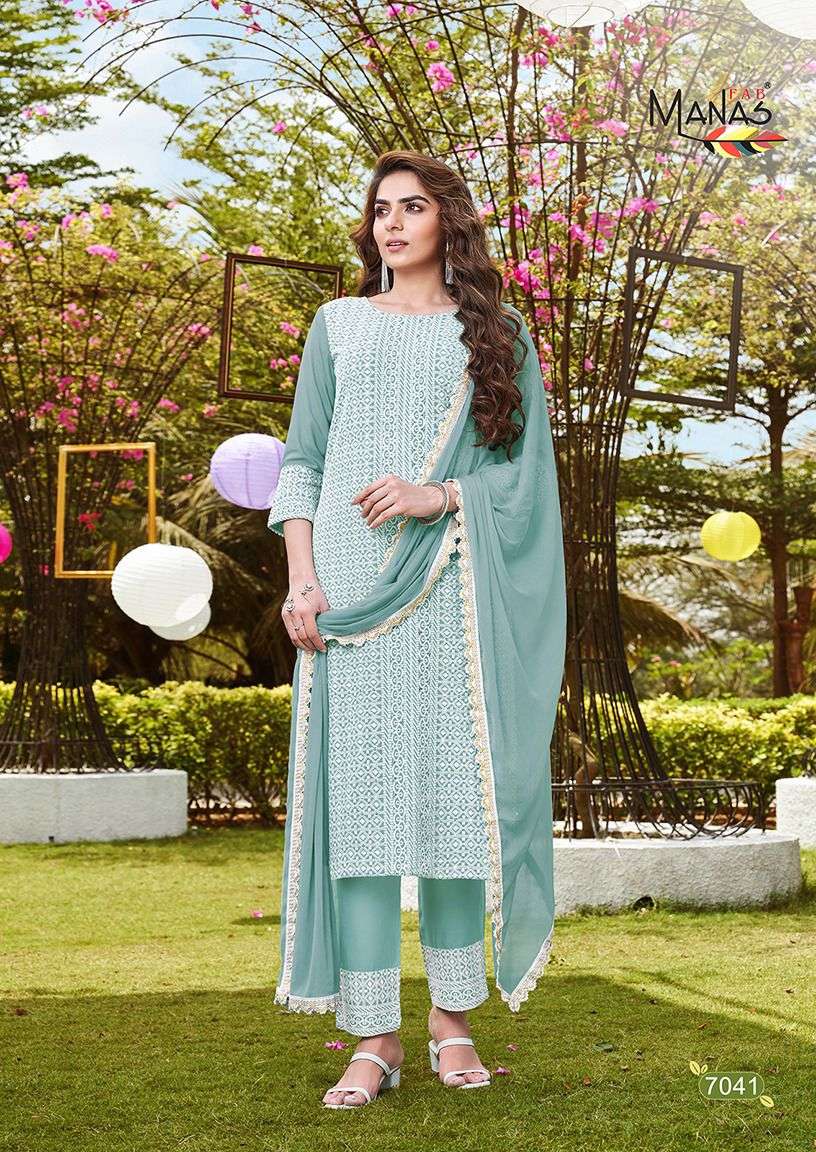Manas Schiffli Vol 7 Catalog Festive Wear Readymade Top Bottom With Dupatta 