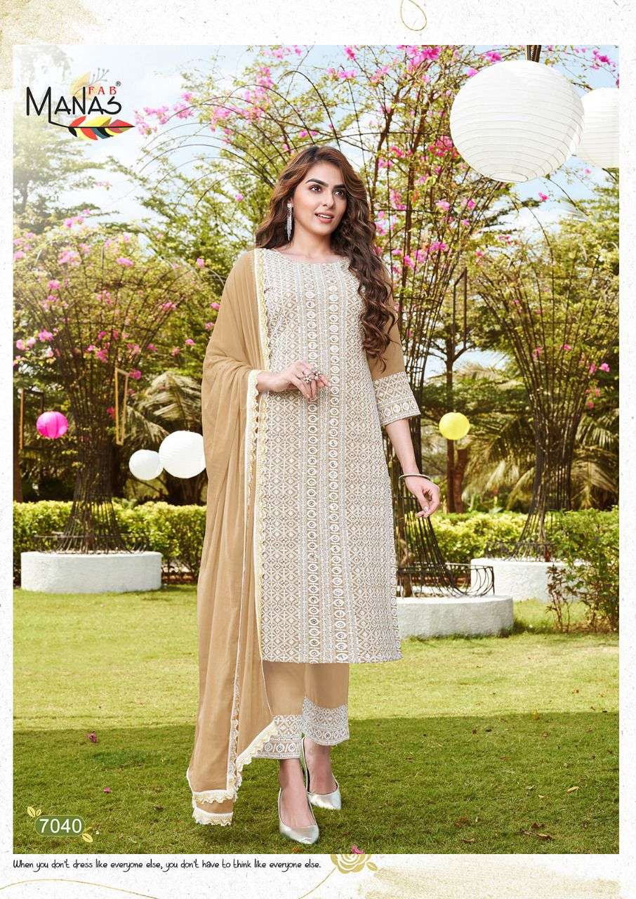 Manas Schiffli Vol 7 Catalog Festive Wear Readymade Top Bottom With Dupatta 