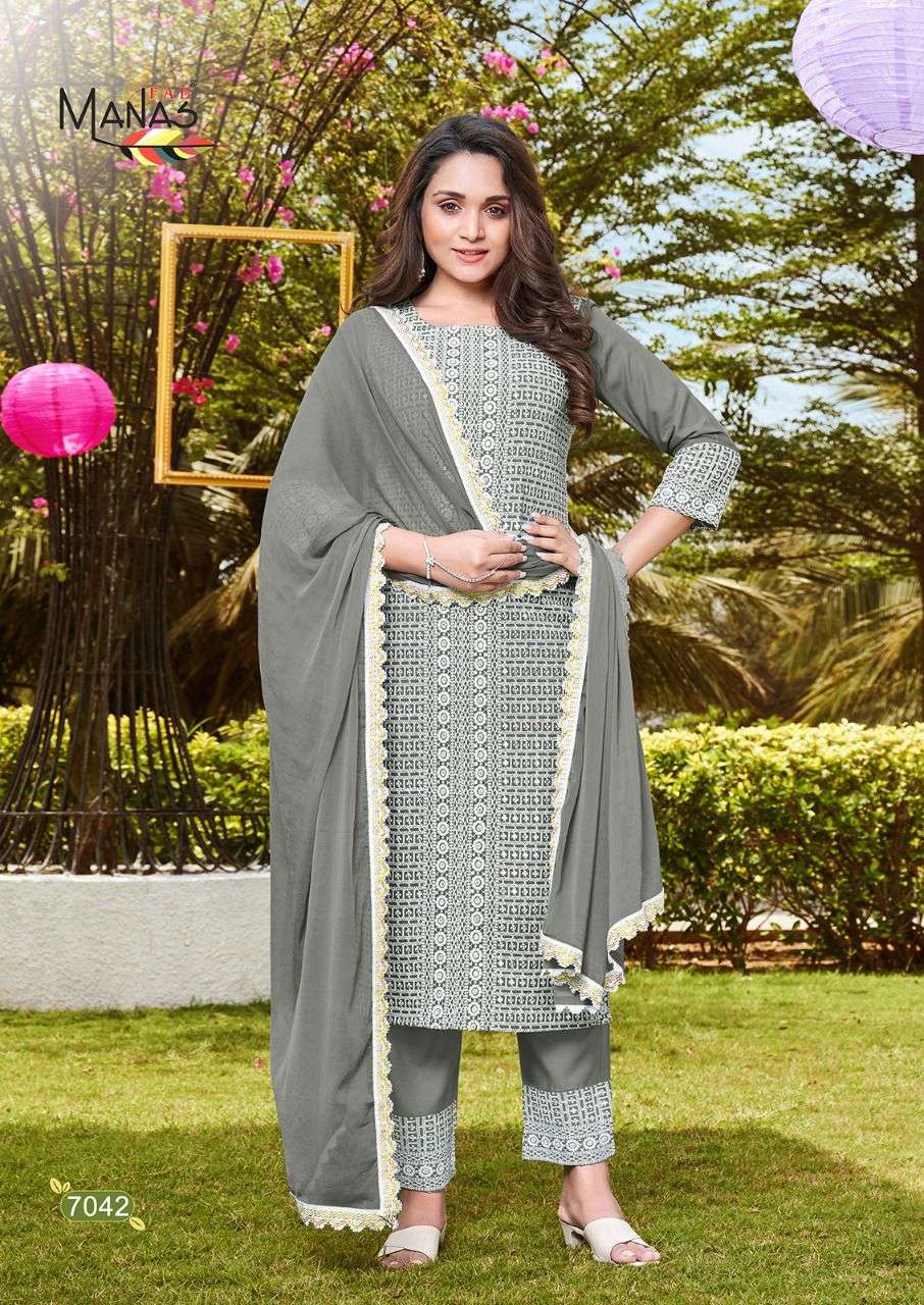 Manas Schiffli Vol 7 Catalog Festive Wear Readymade Top Bottom With Dupatta 