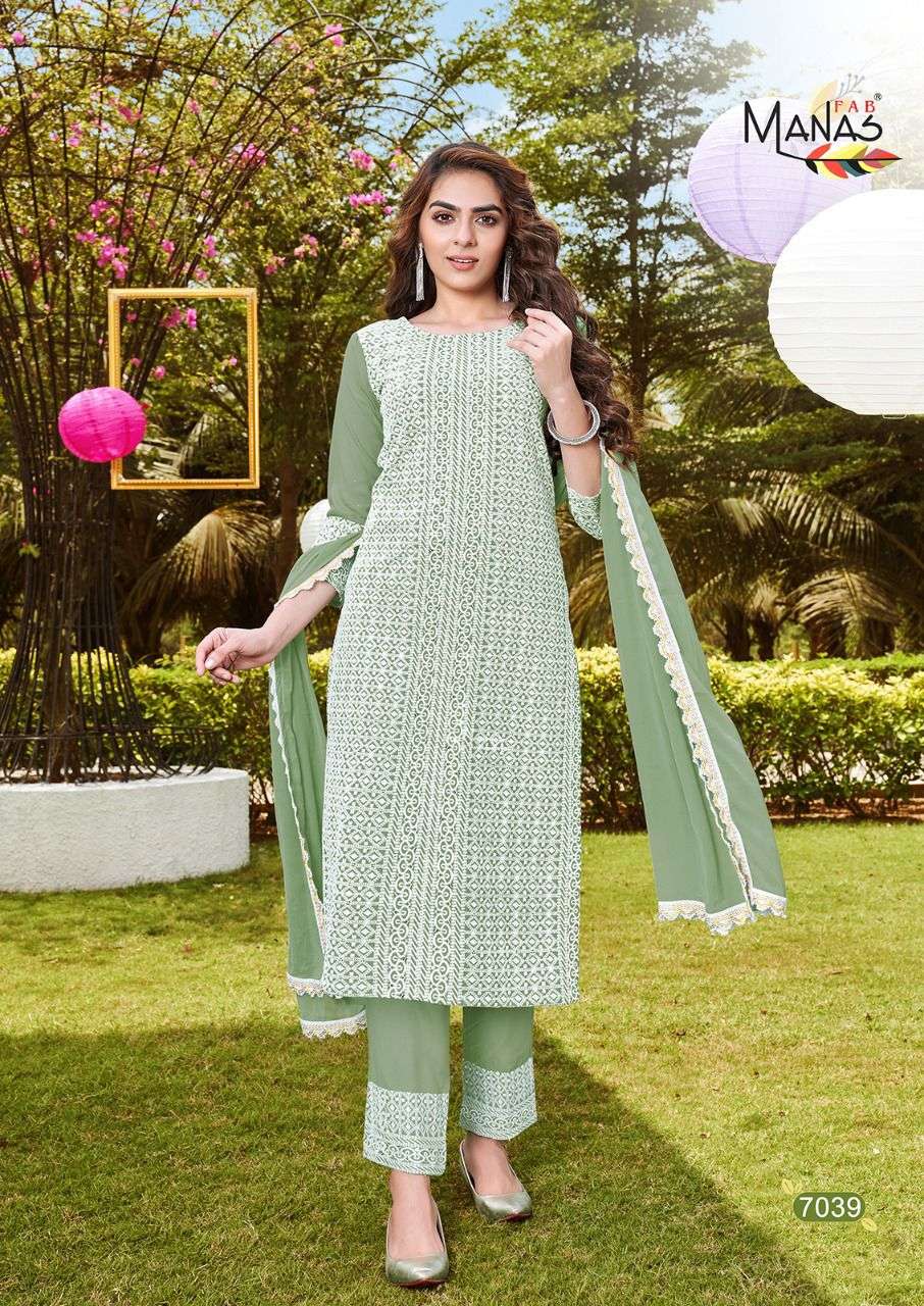 Manas Schiffli Vol 7 Catalog Festive Wear Readymade Top Bottom With Dupatta 