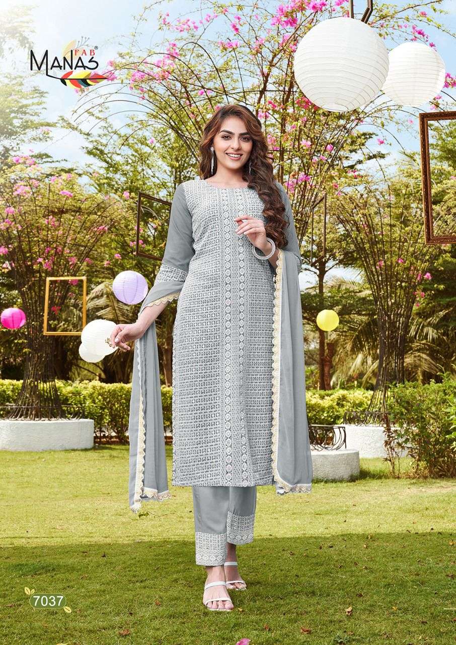 Manas Schiffli Vol 7 Catalog Festive Wear Readymade Top Bottom With Dupatta 