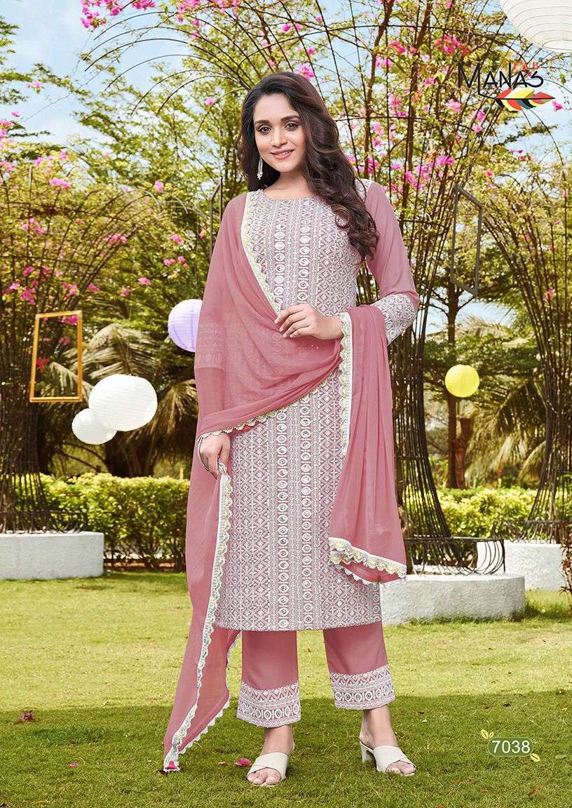 Manas Schiffli Vol 7 Catalog Festive Wear Readymade Top Bottom With Dupatta 
