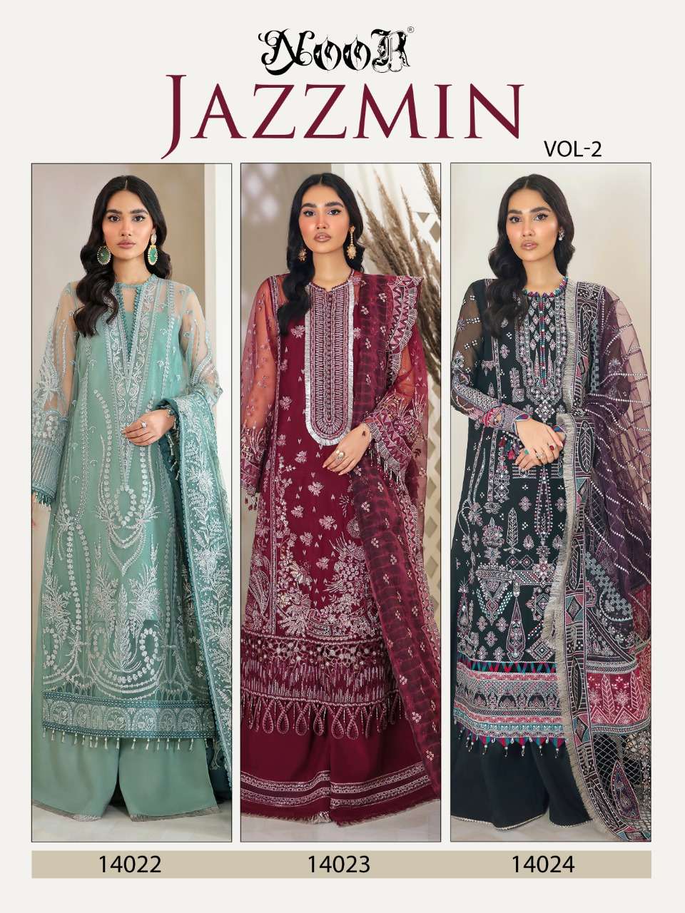 Noor Jazzmin Vol 2 Catalog Heavy Georgette Wear Pakistani Salwar Kameez 