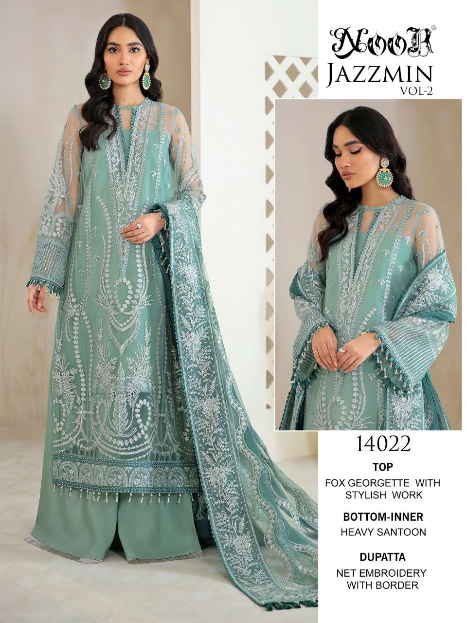 Noor Jazzmin Vol 2 Catalog Heavy Georgette Wear Pakistani Salwar Kameez 