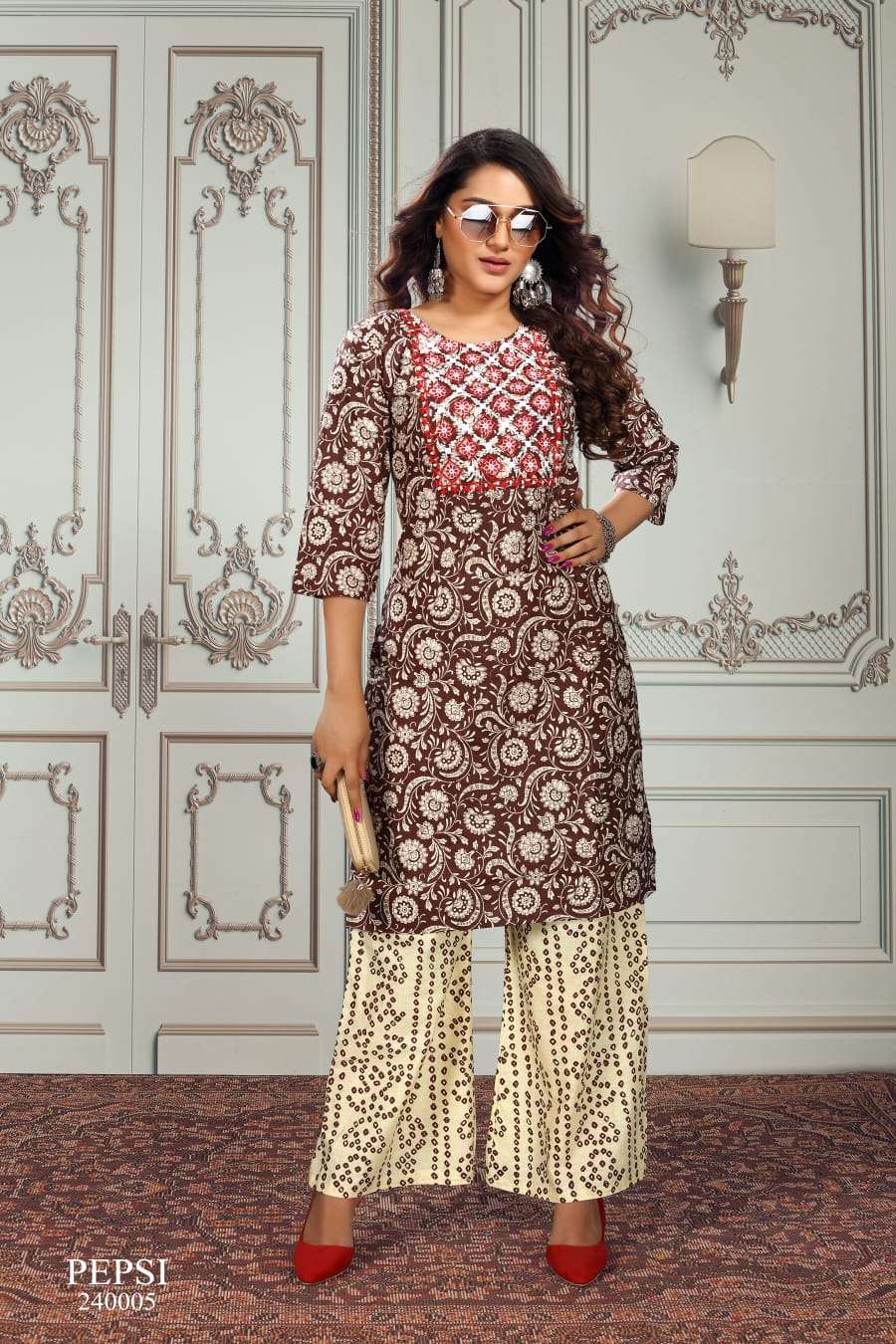 Premnath Pepsi Vol 1 Catalog Casual Wear Cotton Printed Kurti With Palazzo 