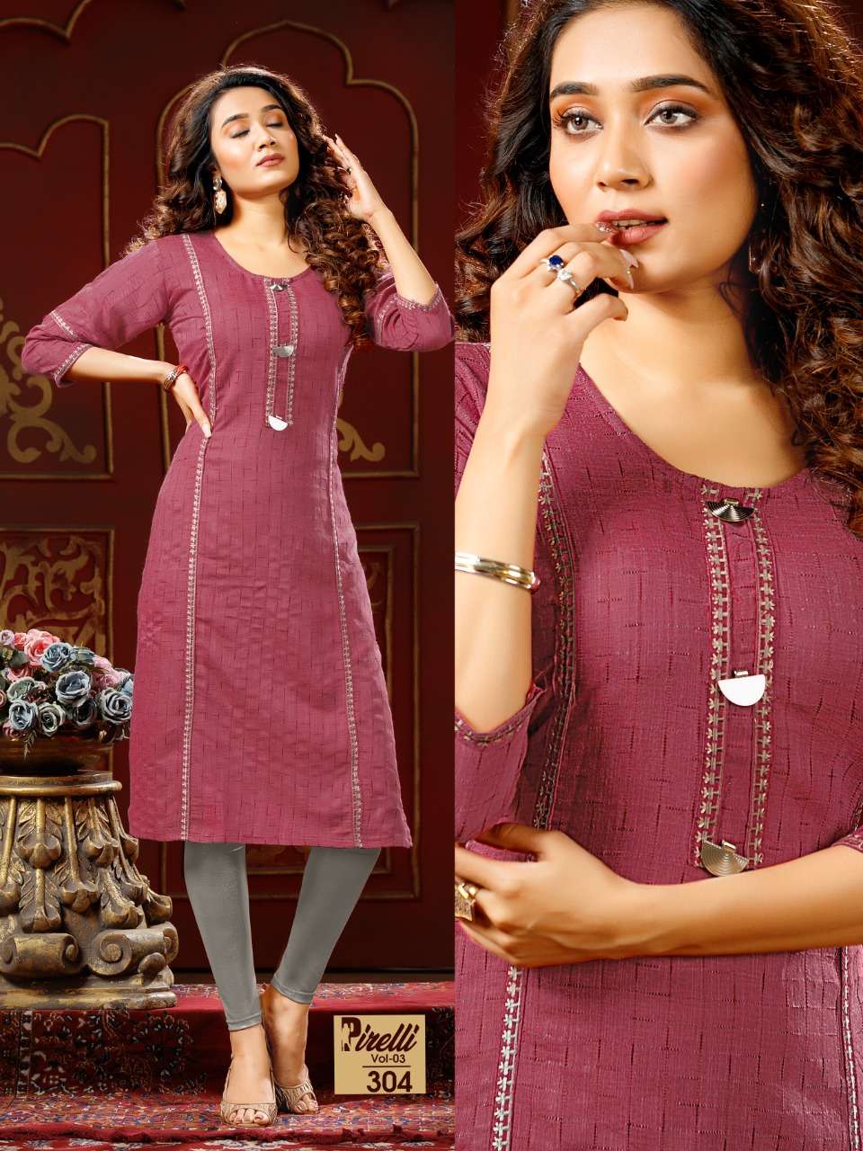 Premnath Pirelli Vol 3 Catalog Casual Wear Rayon Checks Designs Kurtis  