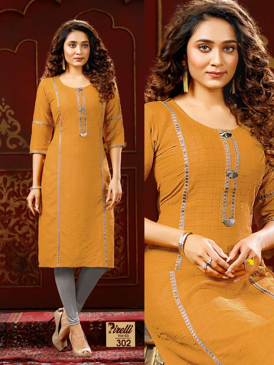 Premnath Pirelli Vol 3 Catalog Casual Wear Rayon Checks Designs Kurtis  