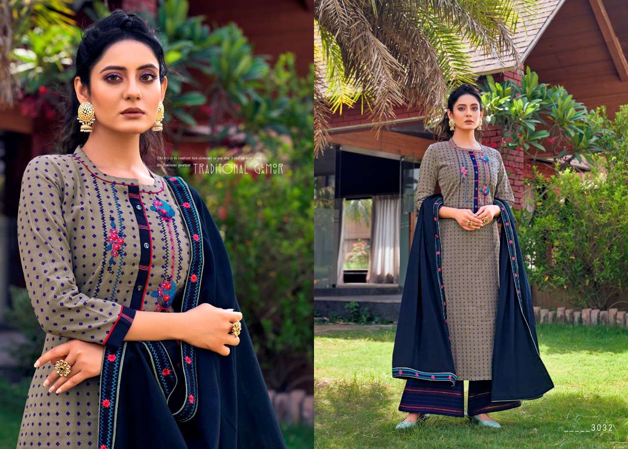 Rangoon High Up Catalog Party Wear Cotton Embroidery Readymade Top Bottom With Dupatta