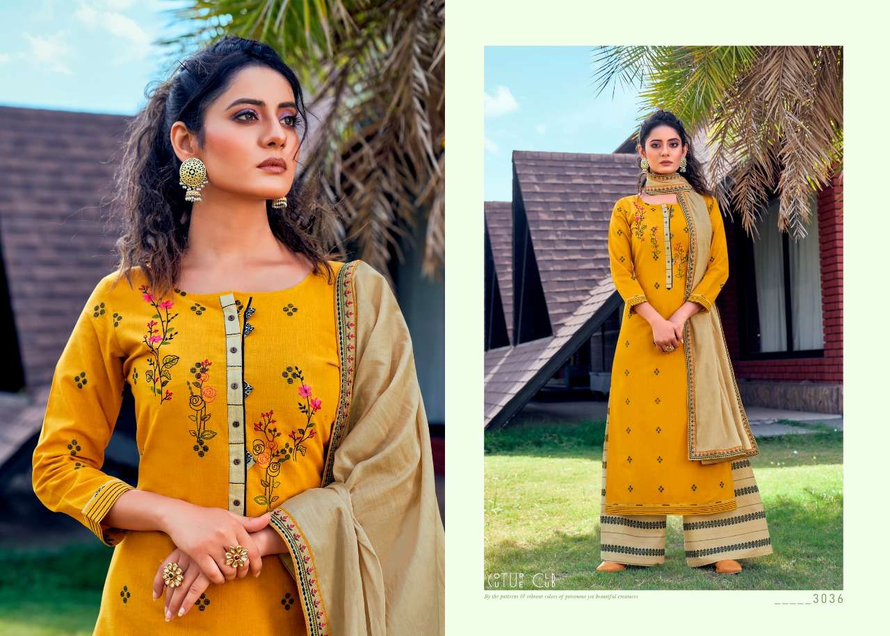 Rangoon High Up Catalog Party Wear Cotton Embroidery Readymade Top Bottom With Dupatta