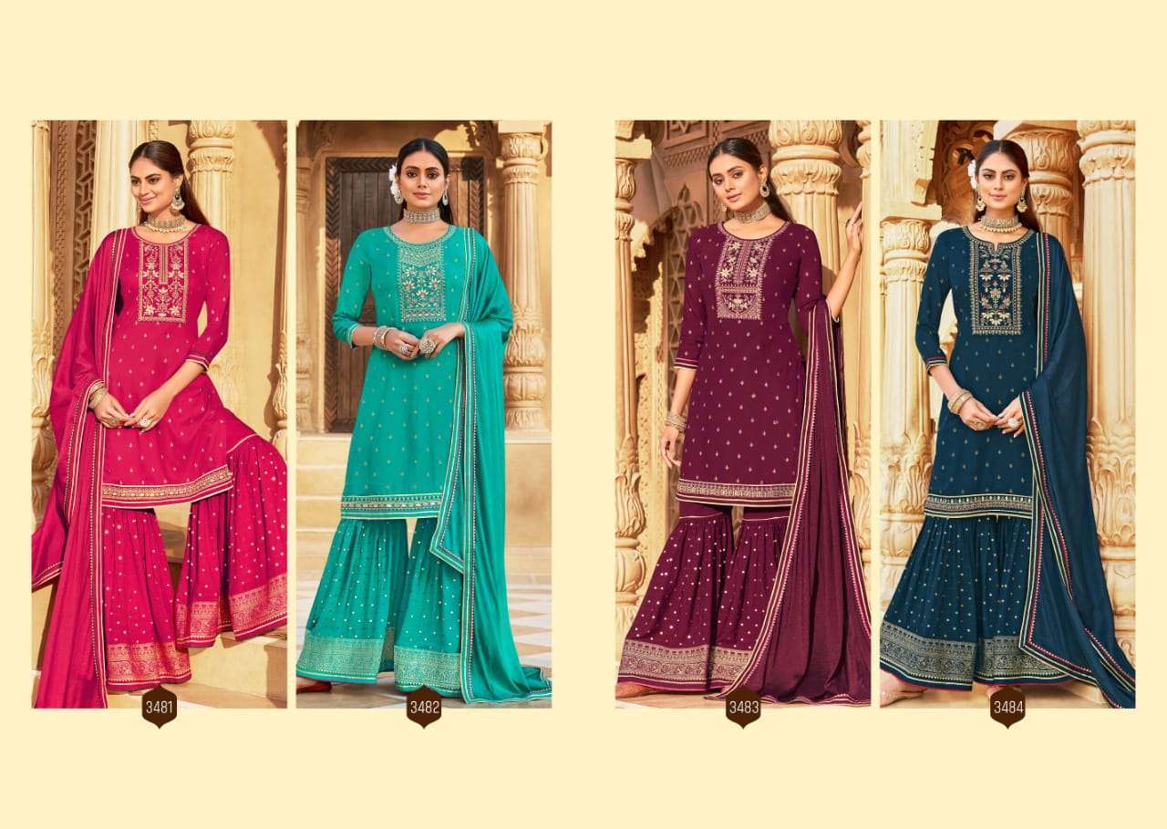 Rangoon Madhubala Catalog Stylish Ethnic Wear Readymade Sharara Suits  