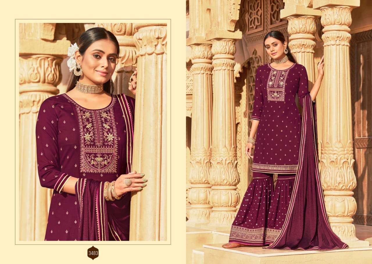 Rangoon Madhubala Catalog Stylish Ethnic Wear Readymade Sharara Suits  