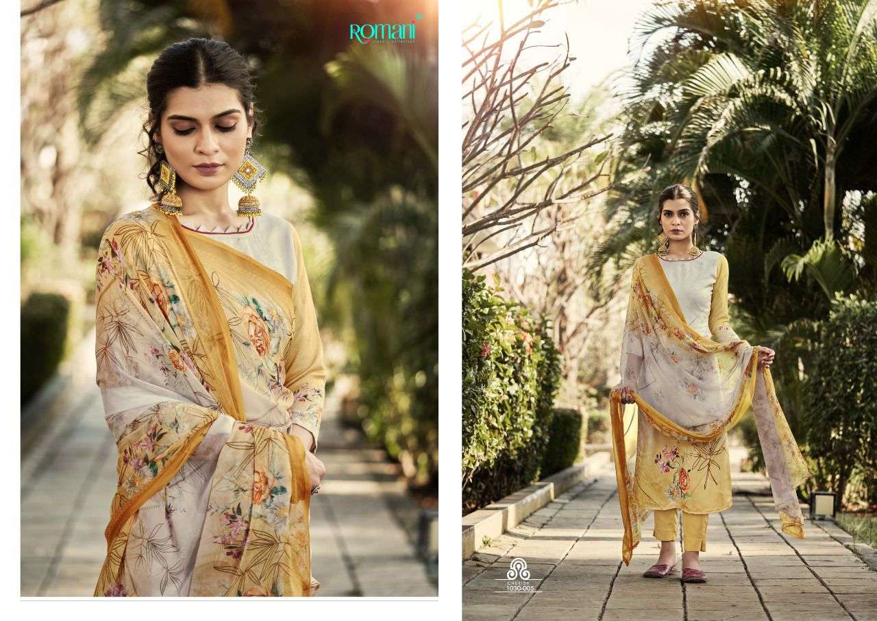 Romani Cherish Catalog Daily Wear Jam Satin Digital Printed Dress Materials 