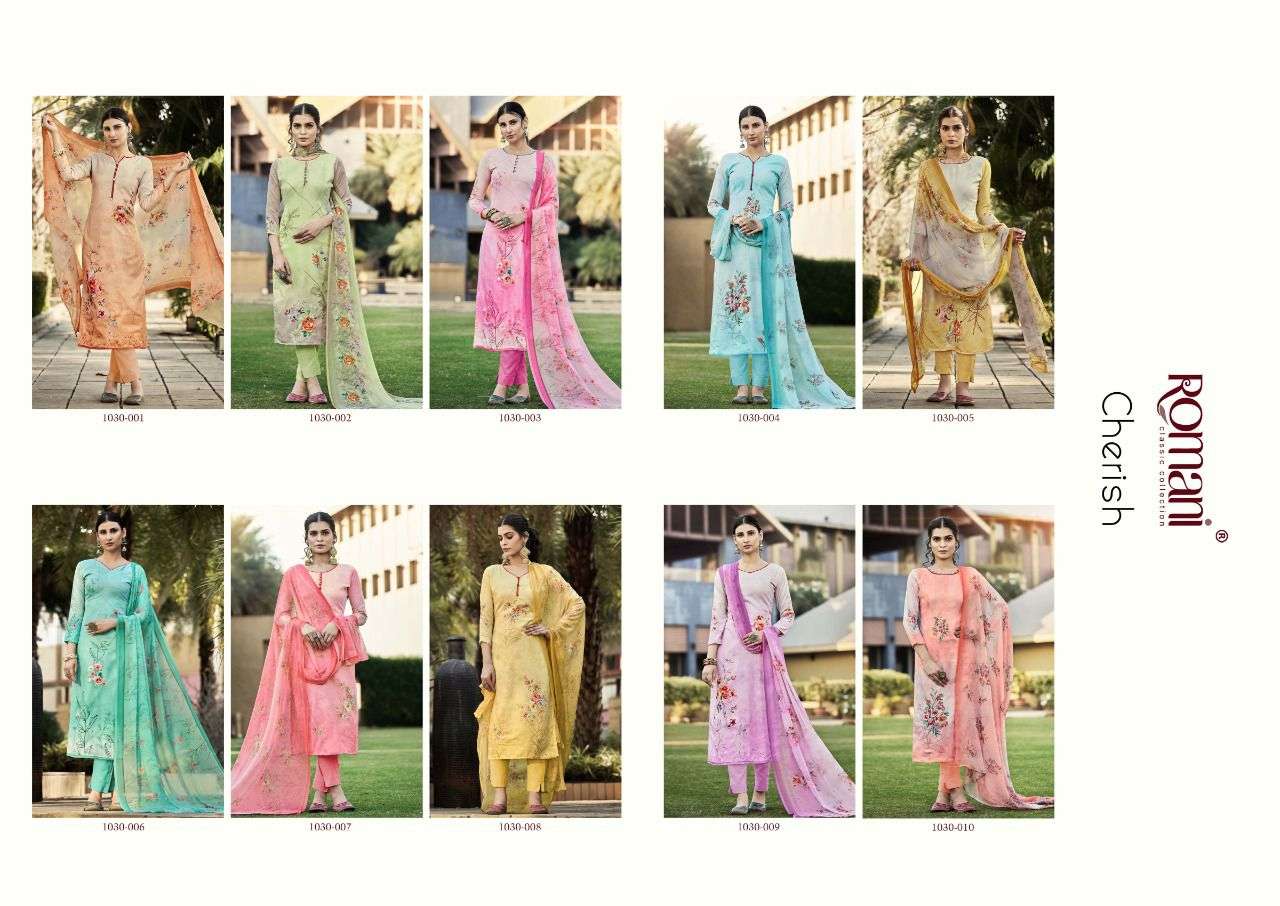 Romani Cherish Catalog Daily Wear Jam Satin Digital Printed Dress Materials 