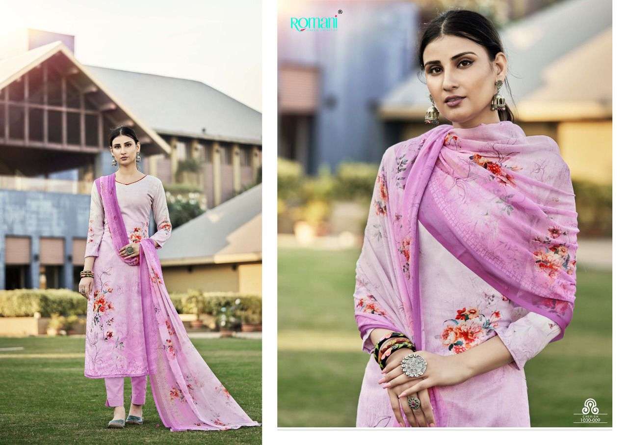 Romani Cherish Catalog Daily Wear Jam Satin Digital Printed Dress Materials 