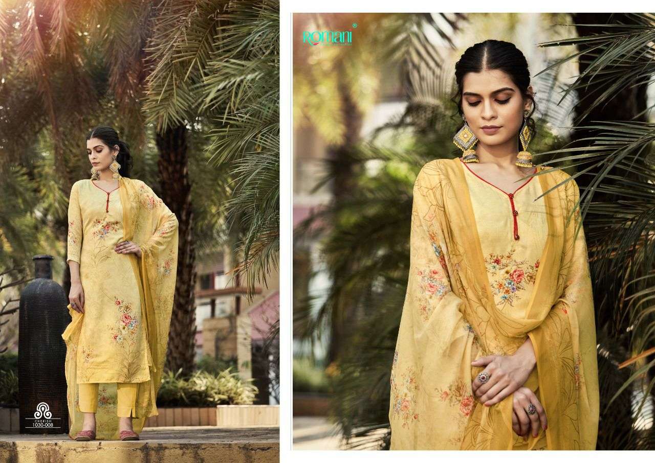 Romani Cherish Catalog Daily Wear Jam Satin Digital Printed Dress Materials 