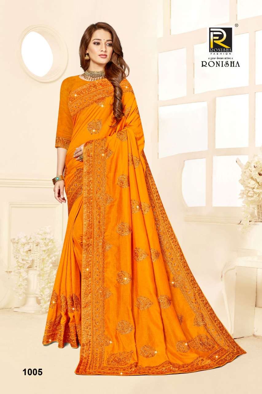 Ronisha Agrima Catalog Fancy Wear Vichitra Silk Sarees