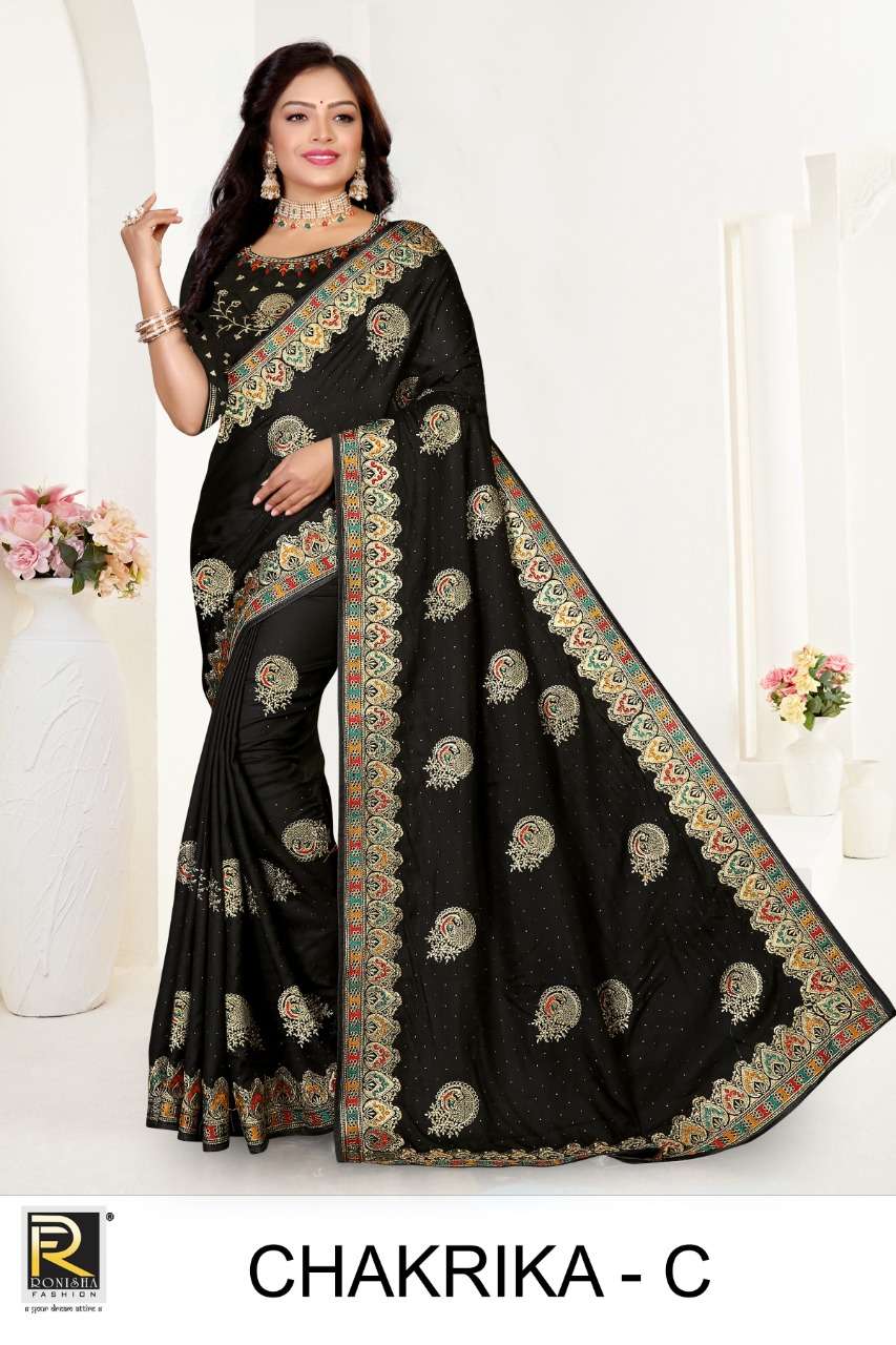 Ronisha Chakrika Catalog Designer Wear Silk Embroidery Sarees 