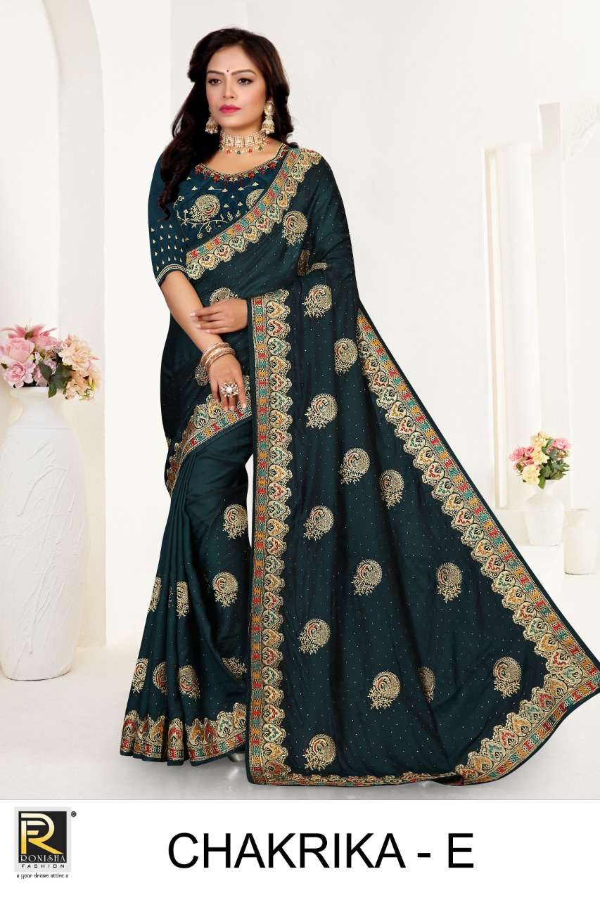 Ronisha Chakrika Catalog Designer Wear Silk Embroidery Sarees 