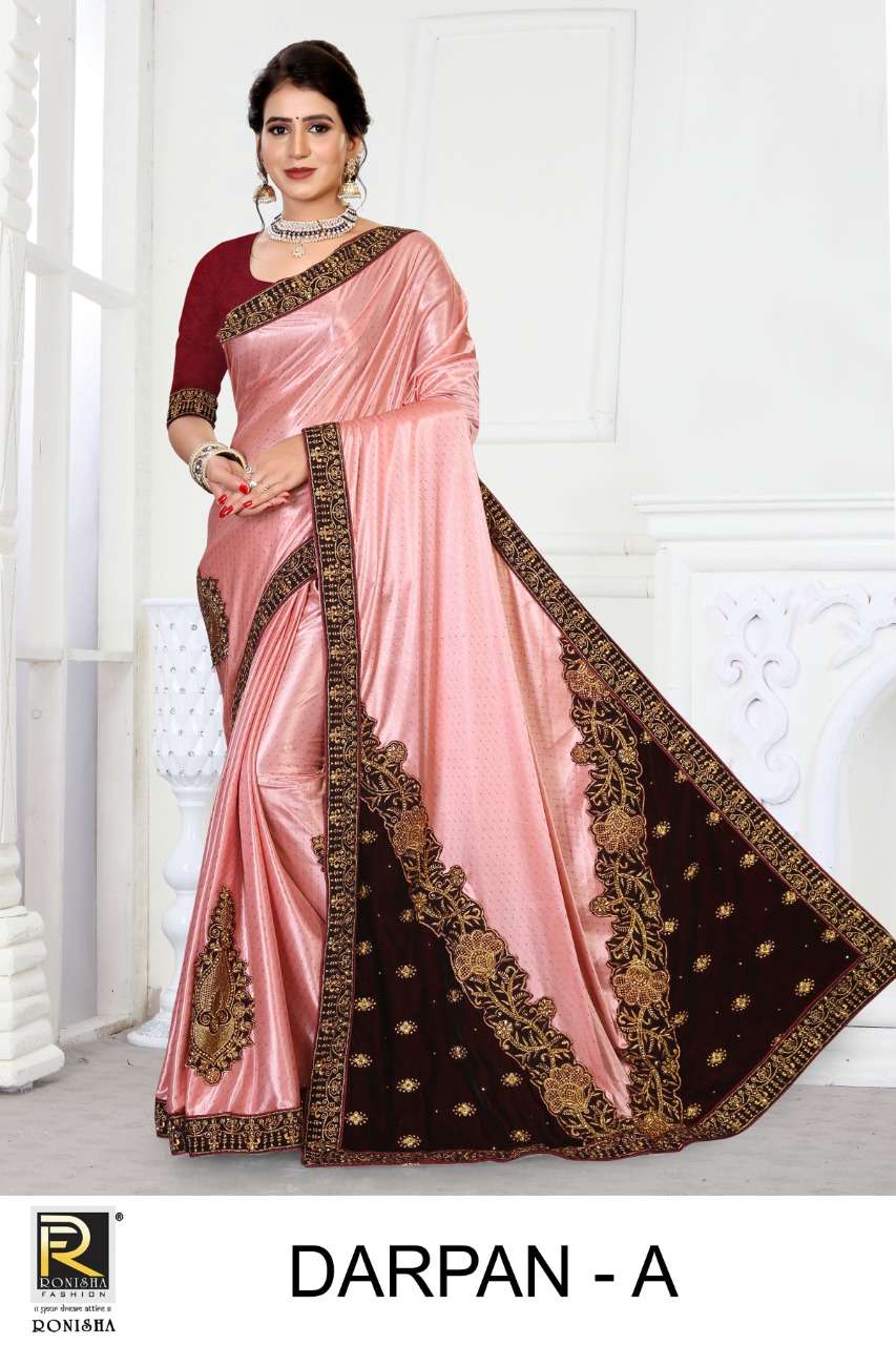 Ronisha Darpan Catalog Stylish Ethnic Wear Imported Lycra Embroidery Sarees 