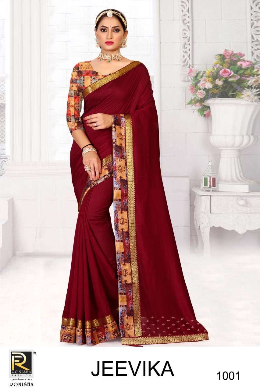 Ronisha Jeevika Catalog Festive Wear Vichitra Silk Box Pallu Sarees 