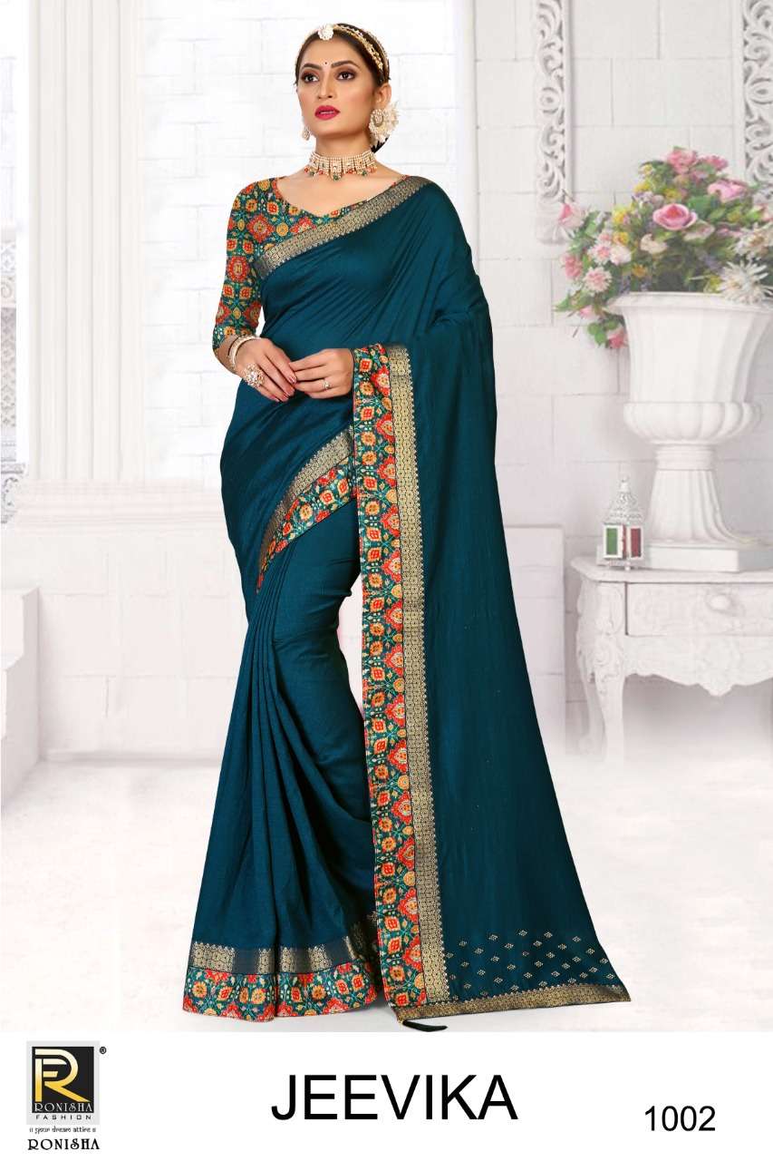 Ronisha Jeevika Catalog Festive Wear Vichitra Silk Box Pallu Sarees 