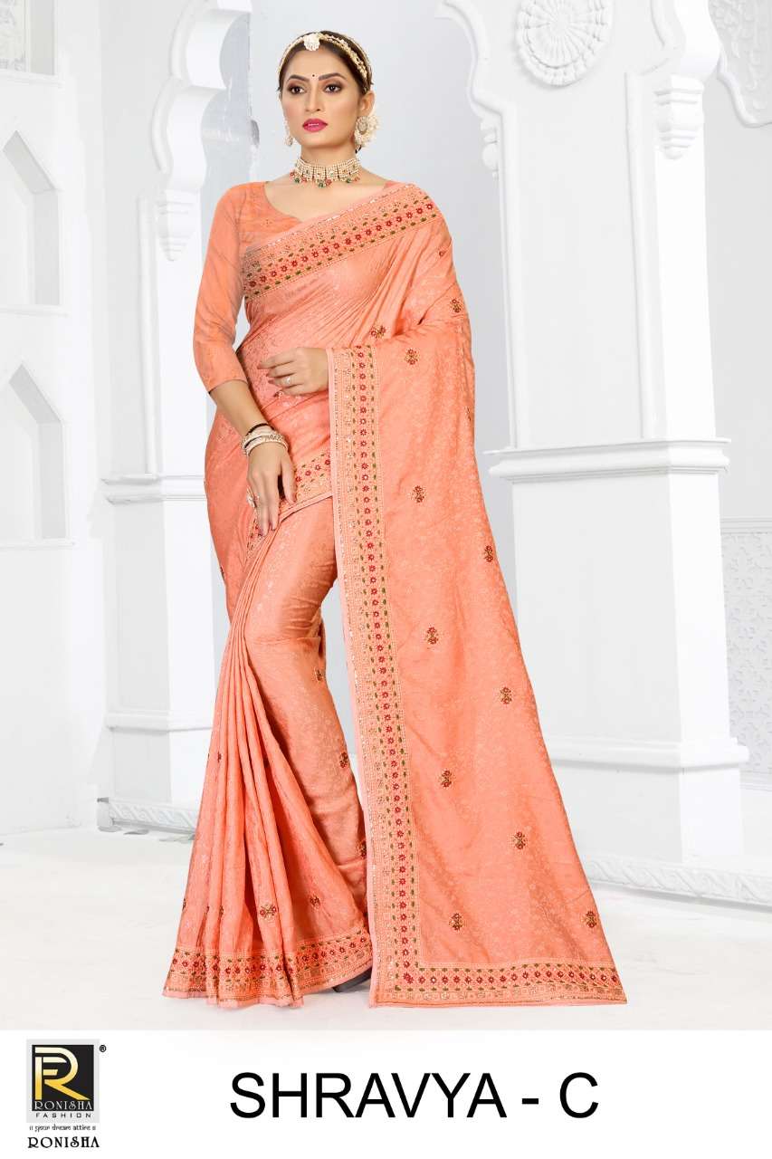 Ronisha Shravya Catalog Traditional Wear Jacquard Silk Sarees