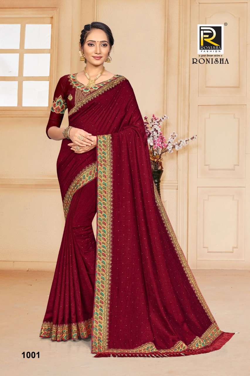 Ronisha Sindhuri Catalog Fancy Wear Vichitra Silk Sarees 