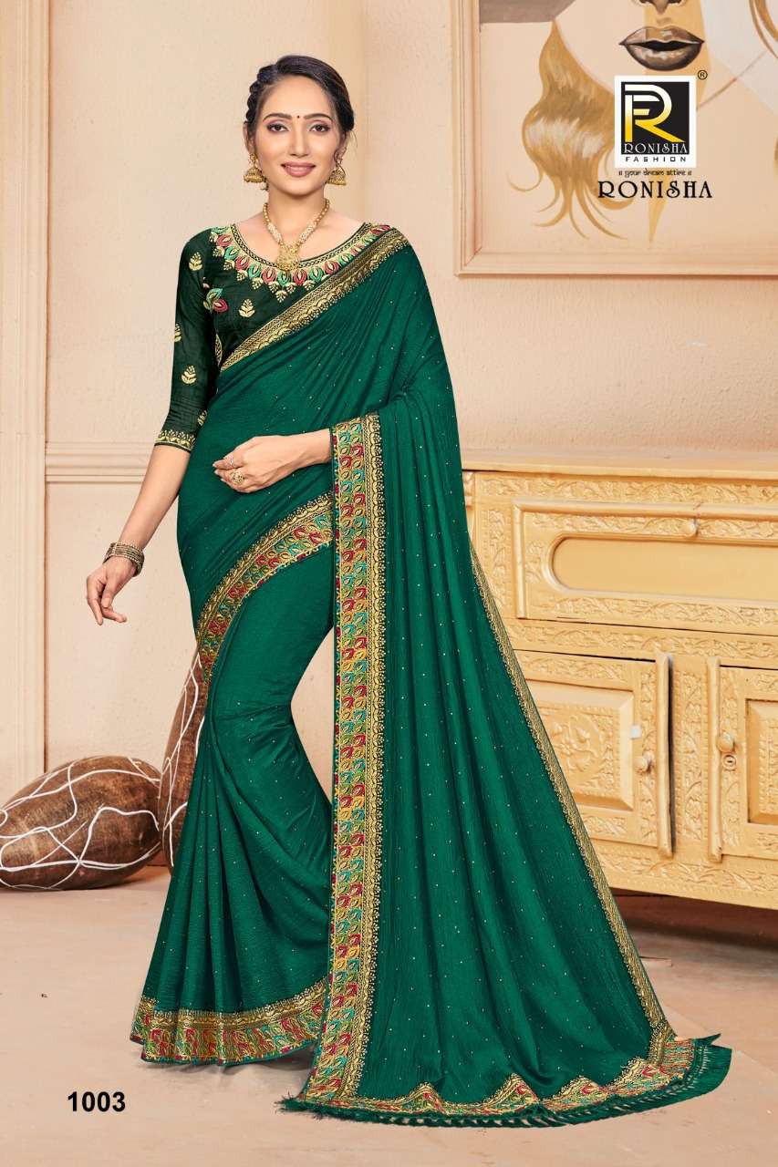Ronisha Sindhuri Catalog Fancy Wear Vichitra Silk Sarees 