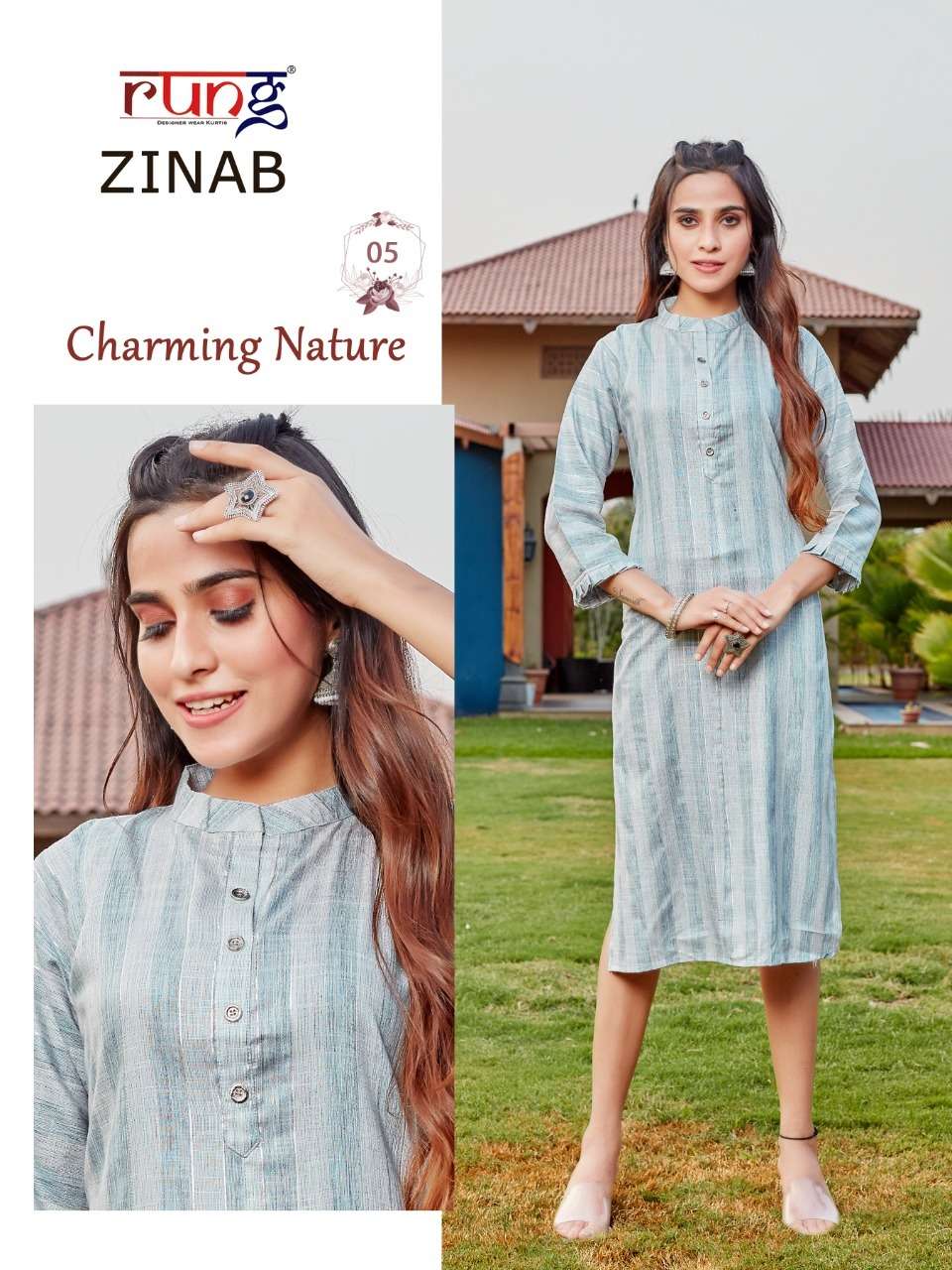 Rung Zinab Catalog Fancy Wear Rayon Printed Kurtis 