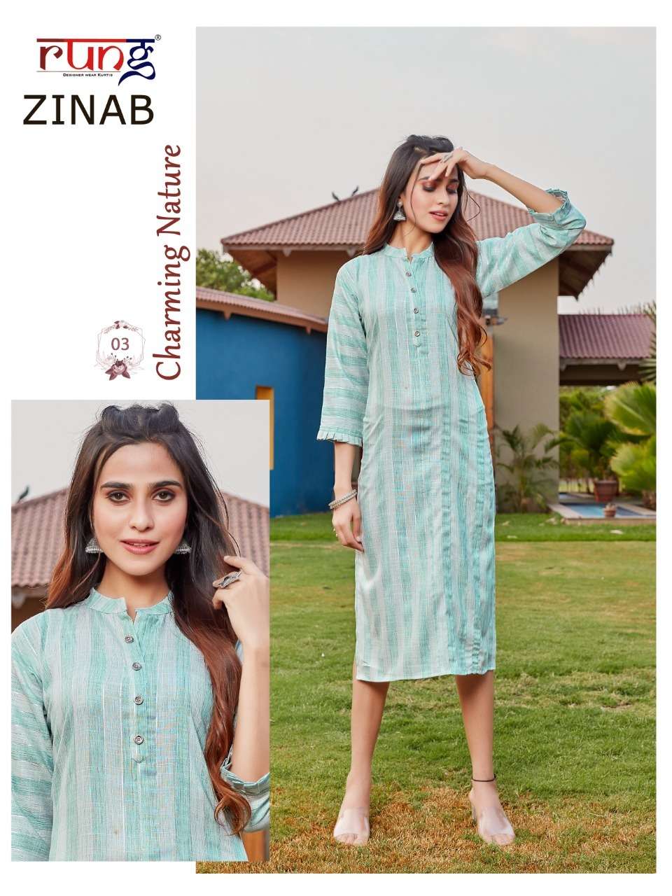 Rung Zinab Catalog Fancy Wear Rayon Printed Kurtis 