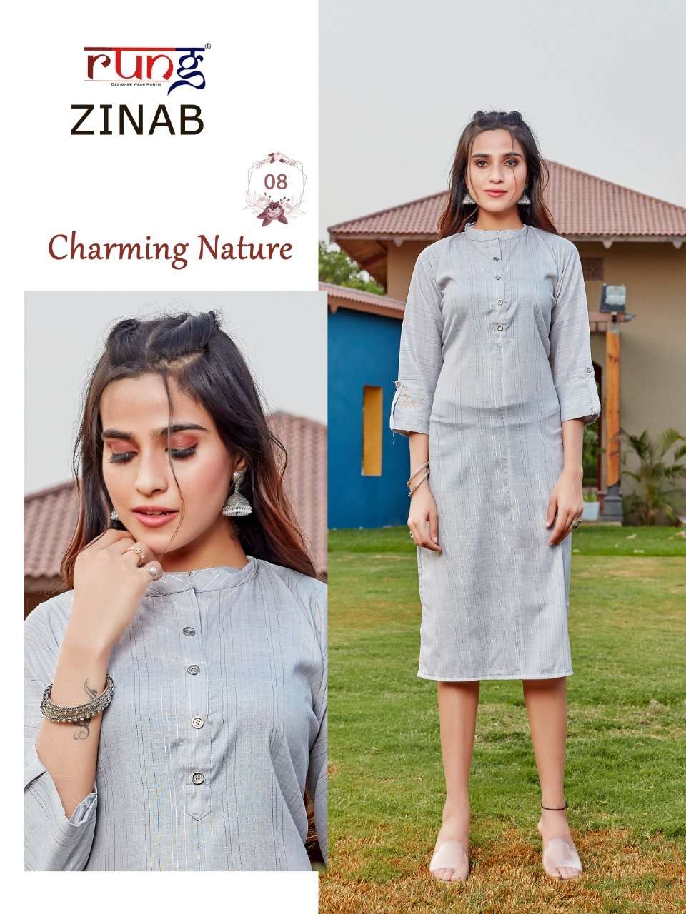 Rung Zinab Catalog Fancy Wear Rayon Printed Kurtis 