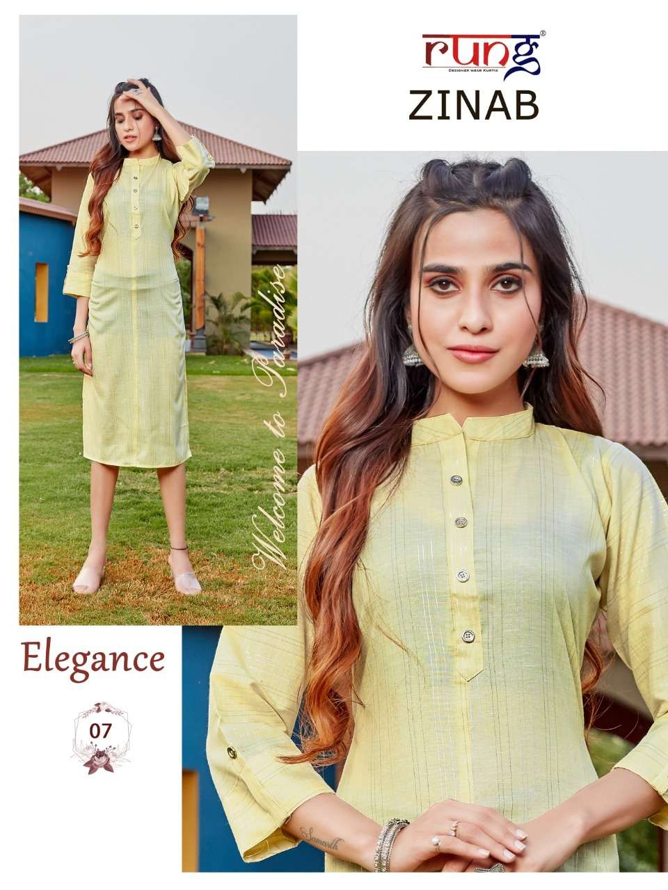 Rung Zinab Catalog Fancy Wear Rayon Printed Kurtis 