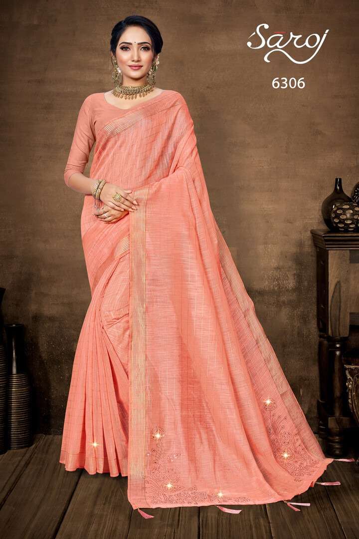 Saroj Jalwaa Vol 1 Catalog Fancy Wear Linen Cotton Sarees 