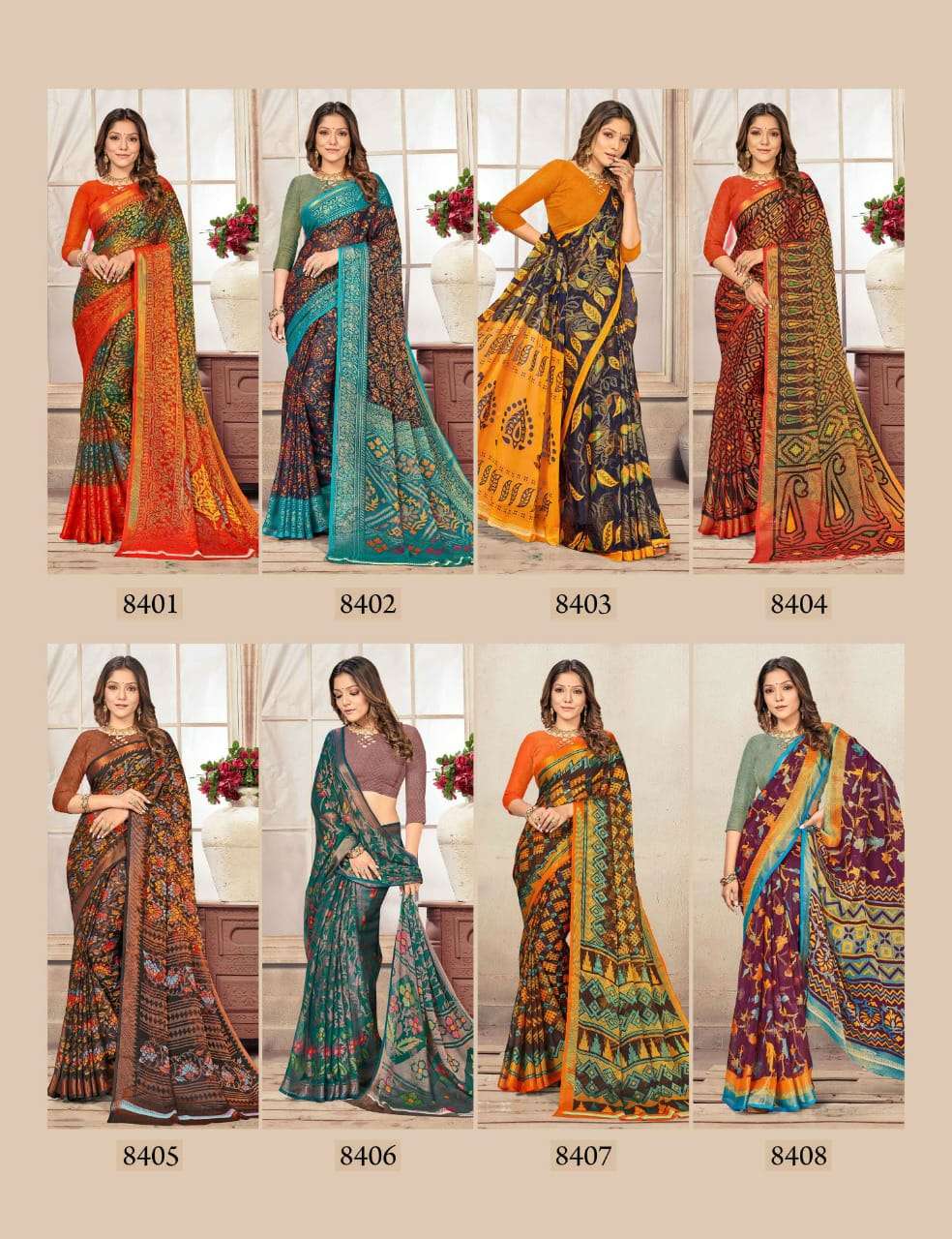 Saroj Khusi Georgette Catalog Regular Wear Brasso Exclusive Printed Sarees 