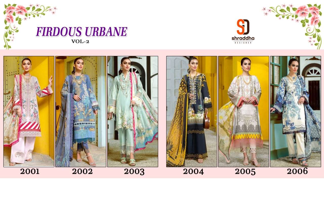 Shraddha Firdous Urbane Vol 2 Catalog Pakistani Lawn Cotton Embroidery Salwar Kameez 